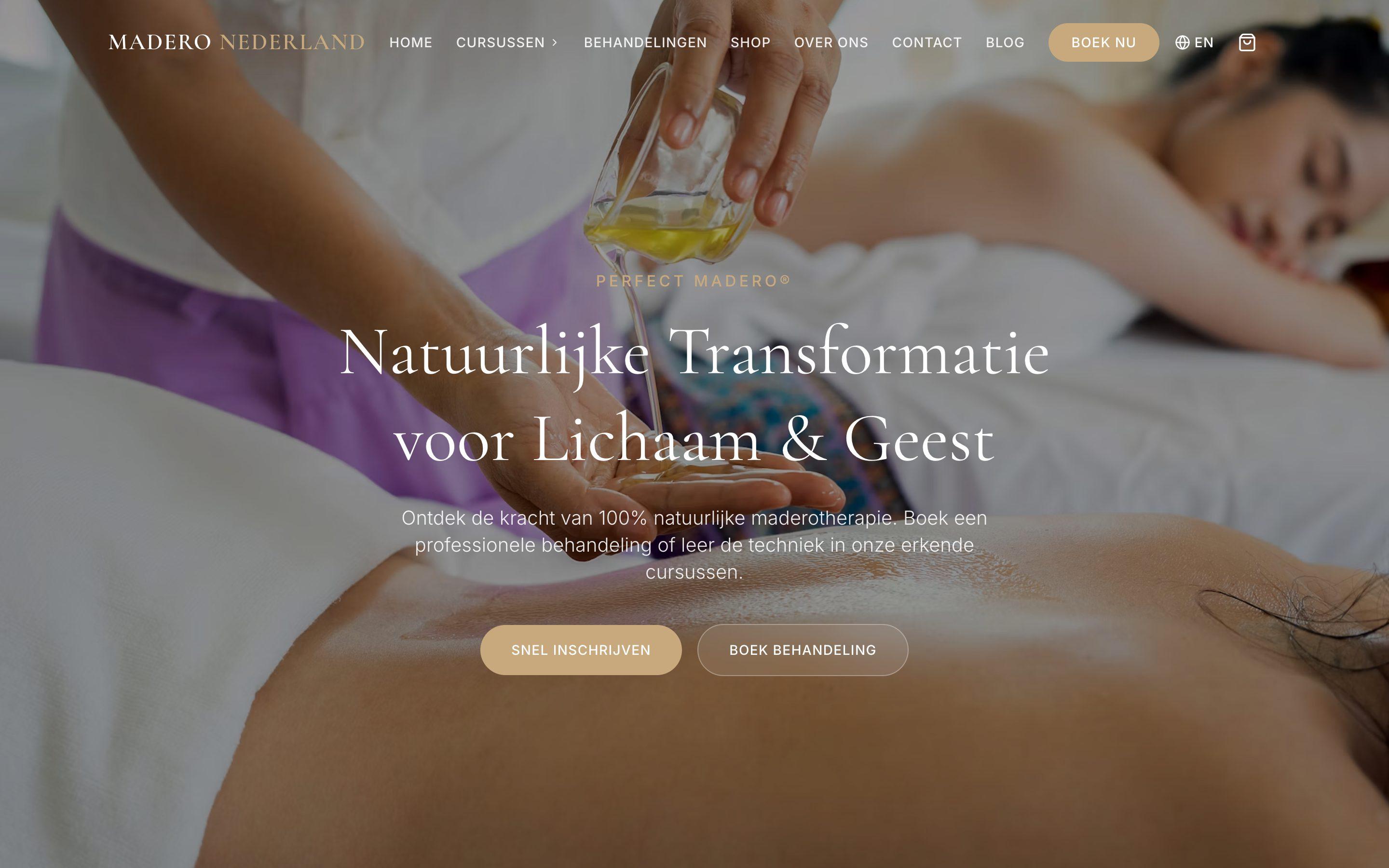 Website laten maken voorbeeld: Madero Nederland, ontworpen door WebifyAI